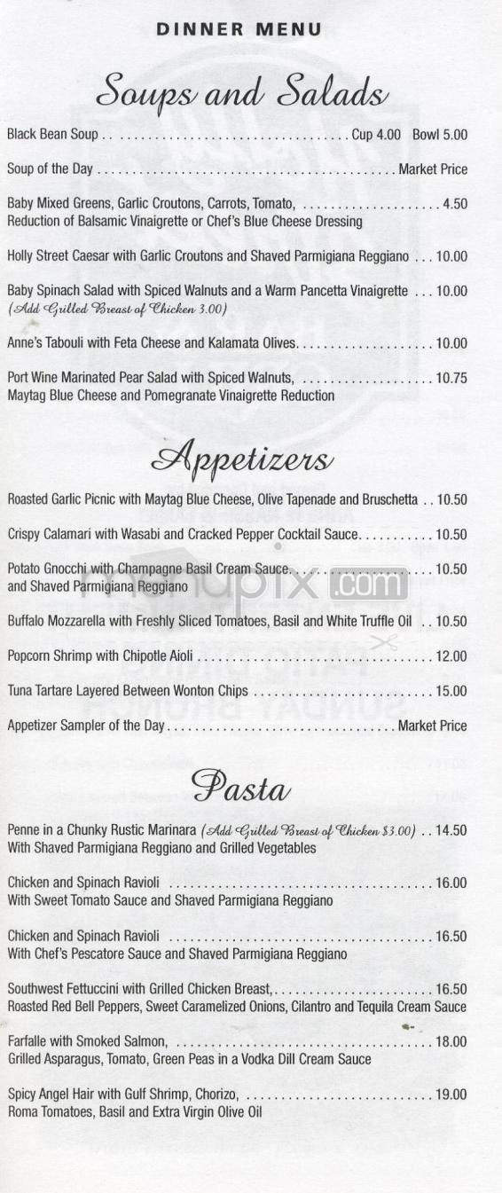 Holly Street Bar & Grill - Pasadena, CA menu_pic