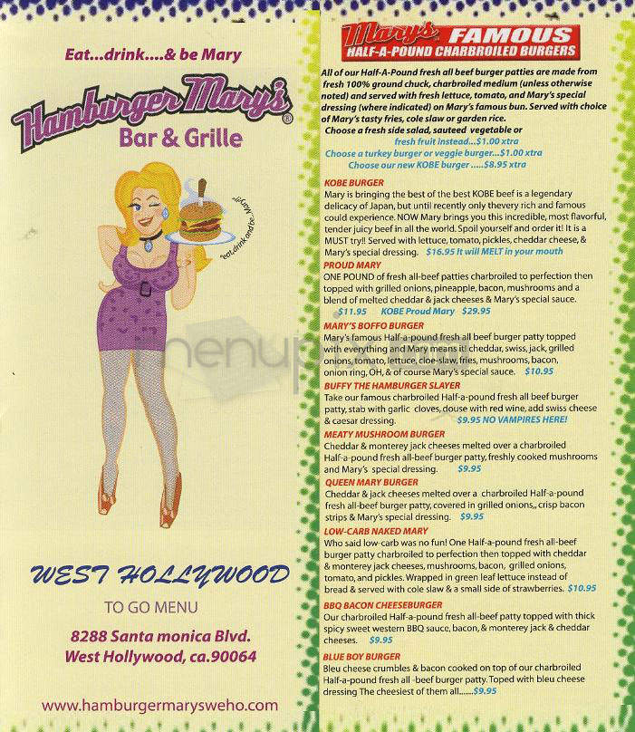 Hamburger Mary's - West Hollywood, CA menu_pic