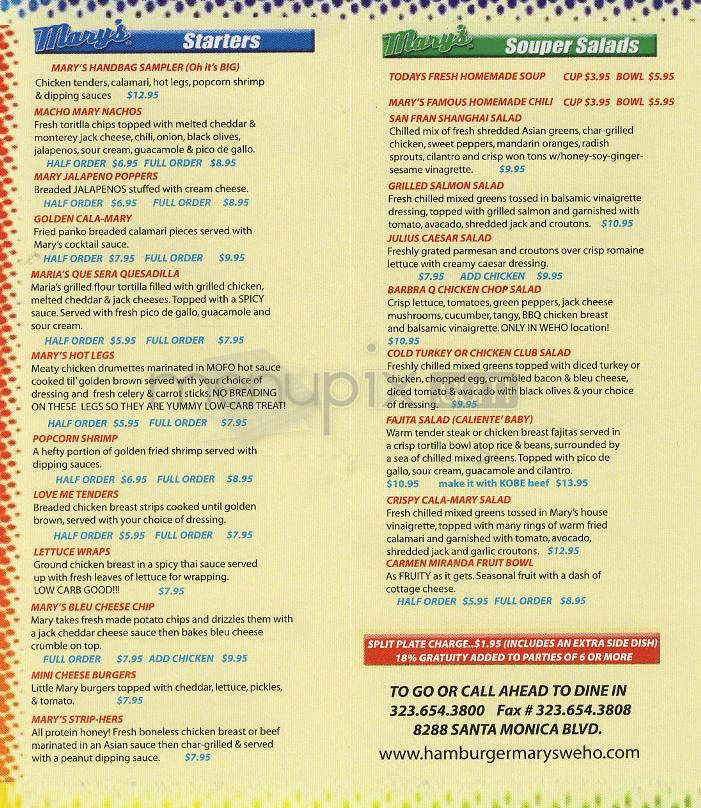 Hamburger Mary's - West Hollywood, CA menu_pic