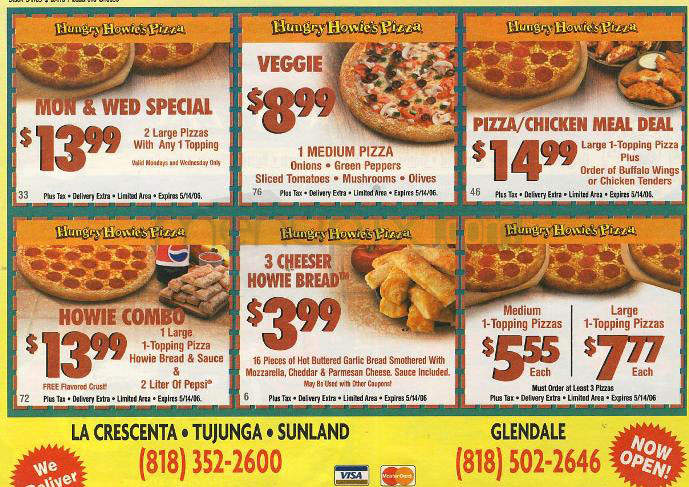 Hungry Howie's Pizza - Glendale, CA menu_pic