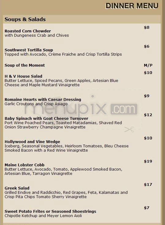 Hollywood & Vine - Hollywood, CA menu_pic