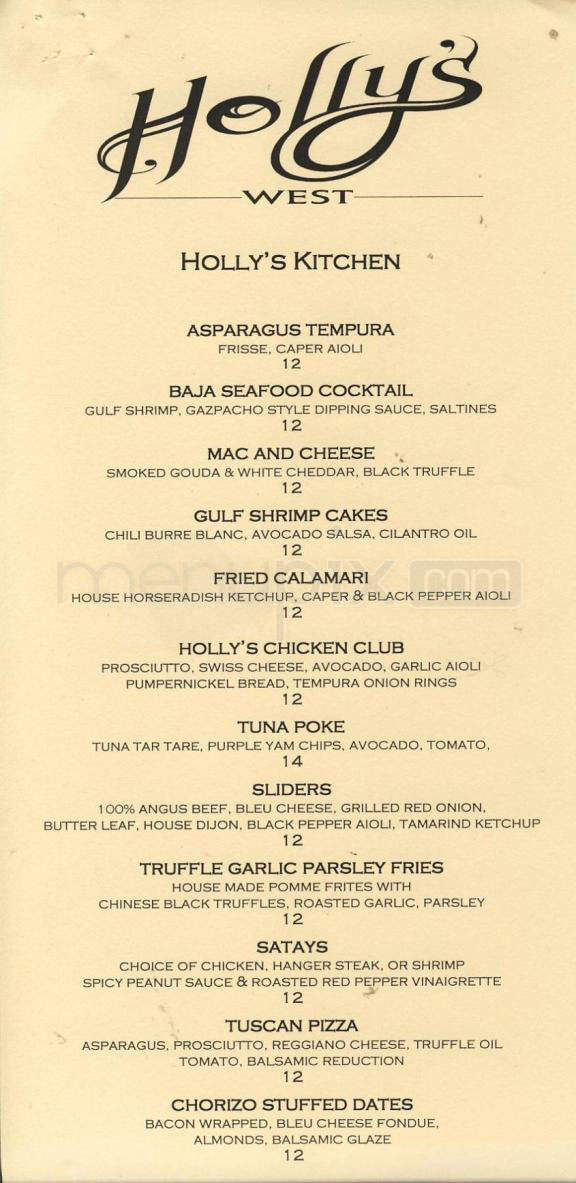 Holly's West - Santa Monica, CA menu_pic