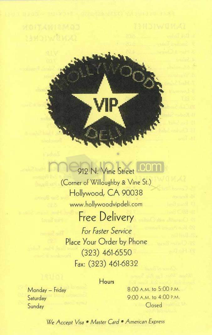 Hollywood VIP Deli - Los Angeles, CA menu_pic