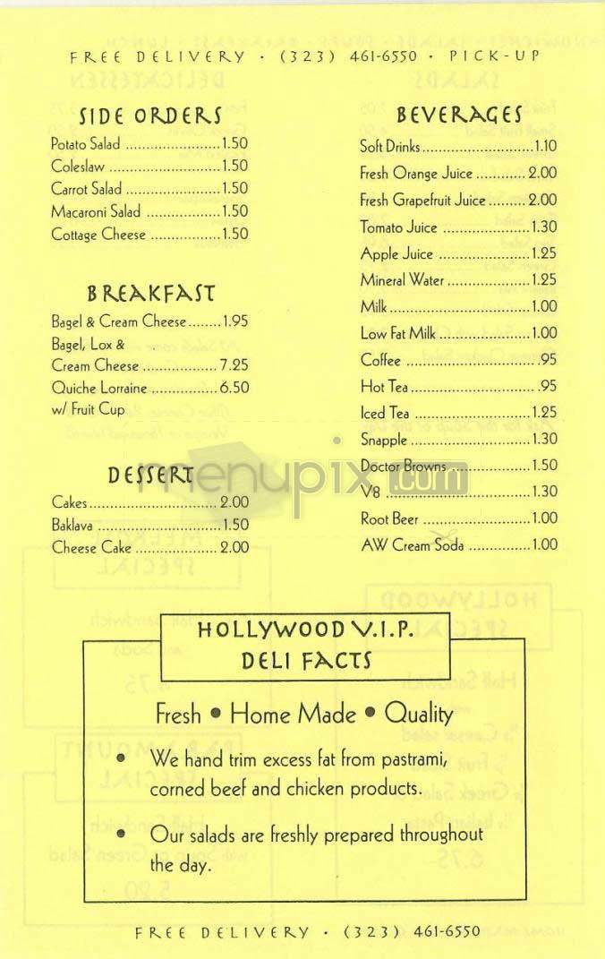 Hollywood VIP Deli - Los Angeles, CA menu_pic