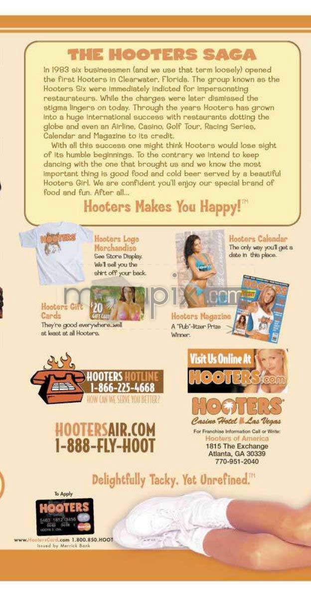 Hooters - Pasadena, CA menu_pic