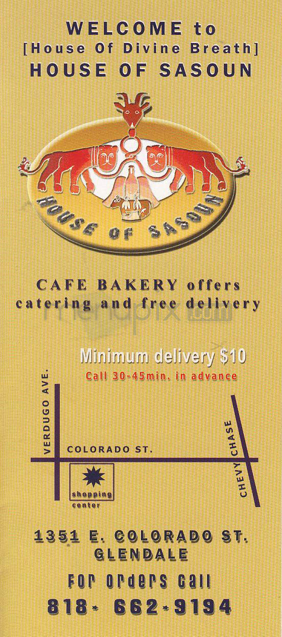 House of Sasoun - Glendale, CA menu_pic