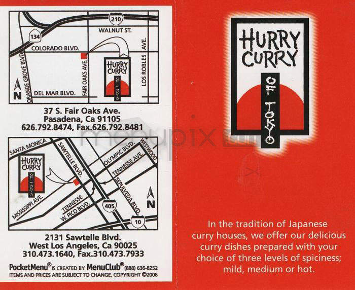 Hurry Curry - Pasadena, CA menu_pic