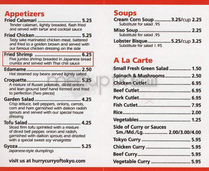 Hurry Curry - Pasadena, CA menu_pic