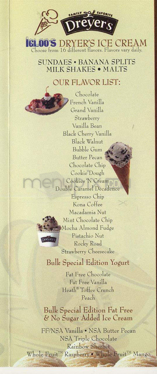 Igloo Cafe - Burbank, CA menu_pic