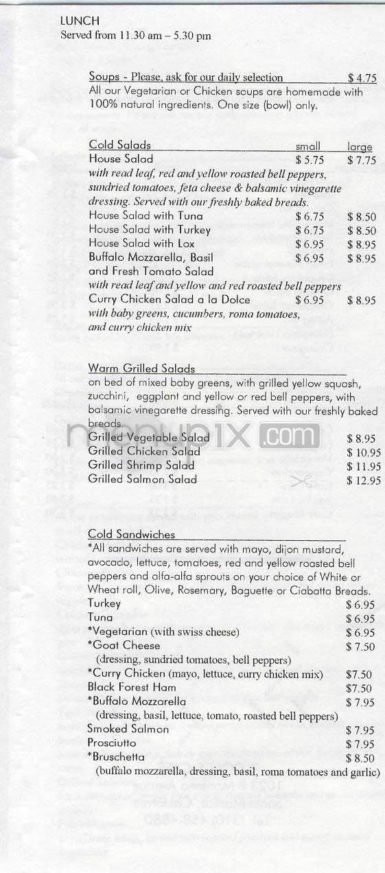 Il Dolce Cafe - Santa Monica, CA menu_pic