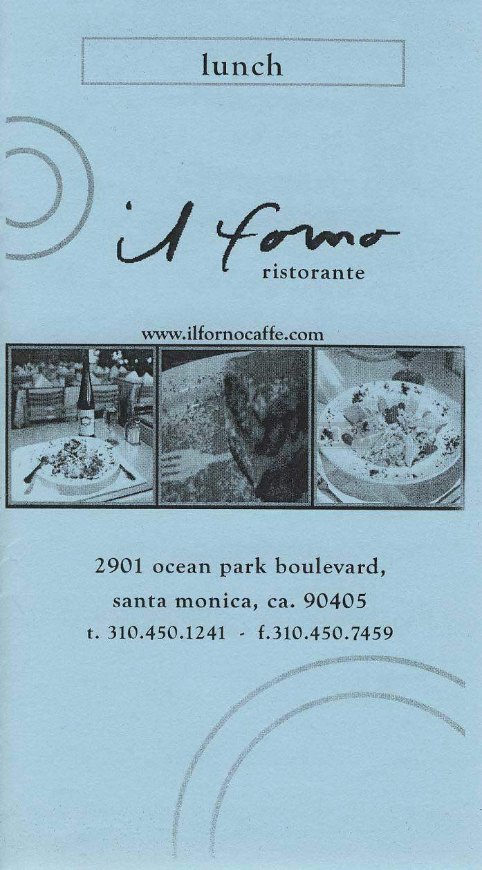 Il Forno - Santa Monica, CA menu_pic