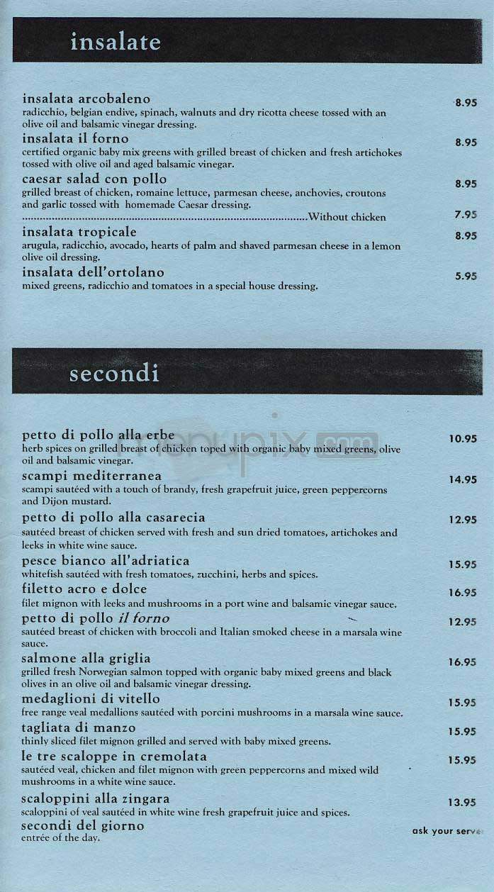 Il Forno - Santa Monica, CA menu_pic