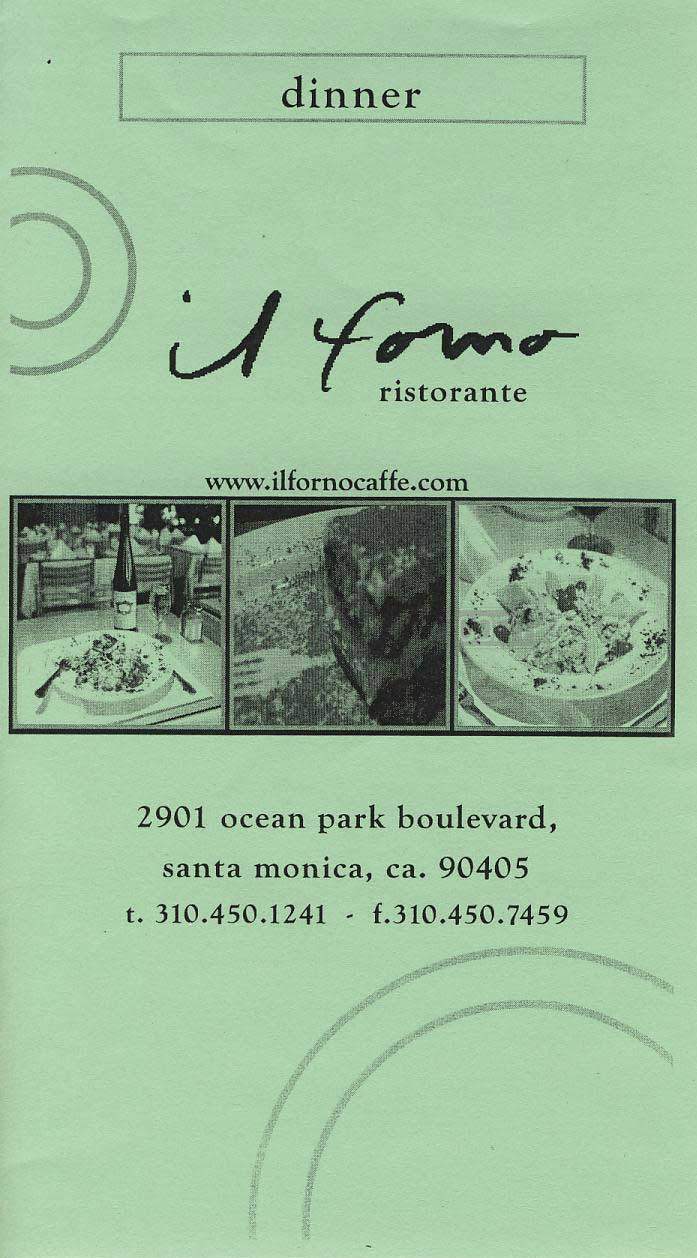 Il Forno - Santa Monica, CA menu_pic