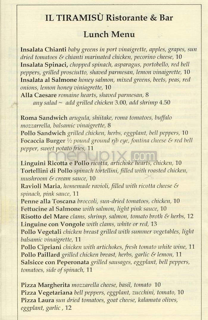 Il Tiramisu - Sherman Oaks, CA menu_pic