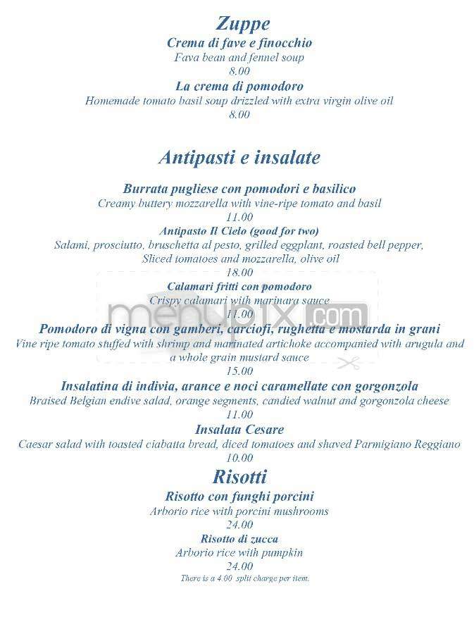 Il Cielo - Beverly Hills, CA menu_pic