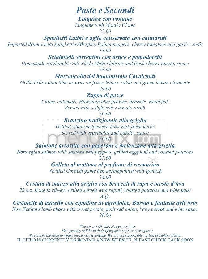 Il Cielo - Beverly Hills, CA menu_pic