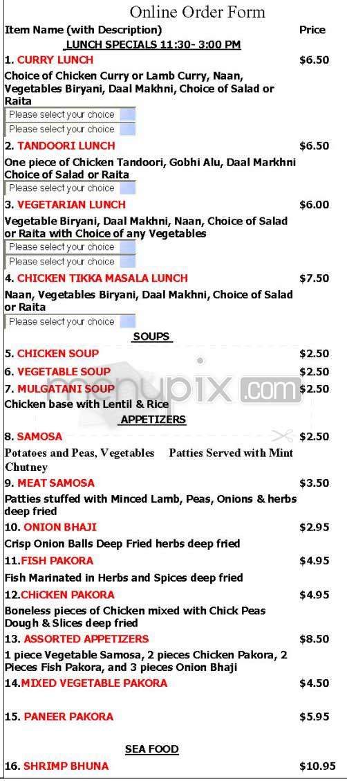 India's Tandoori - Tarzana, CA menu_pic