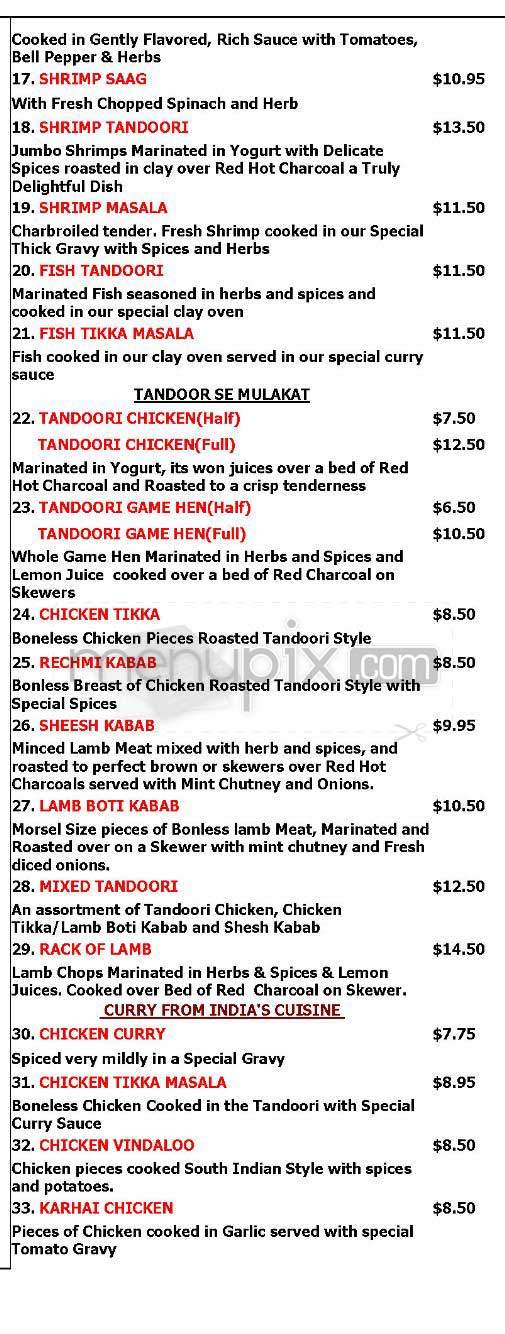 India's Tandoori - Tarzana, CA menu_pic