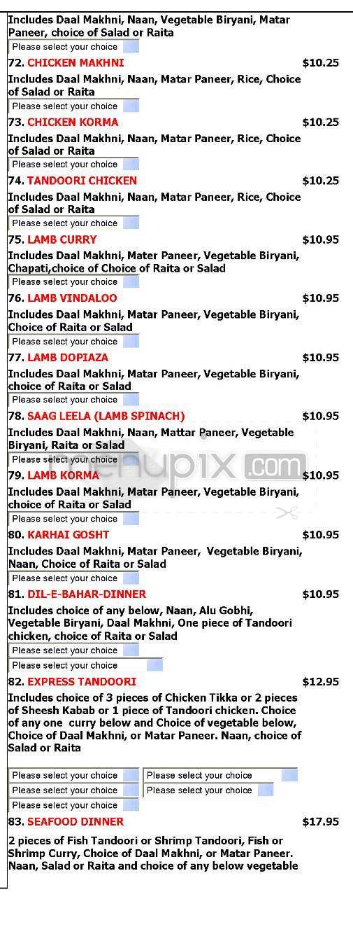 India's Tandoori - Tarzana, CA menu_pic