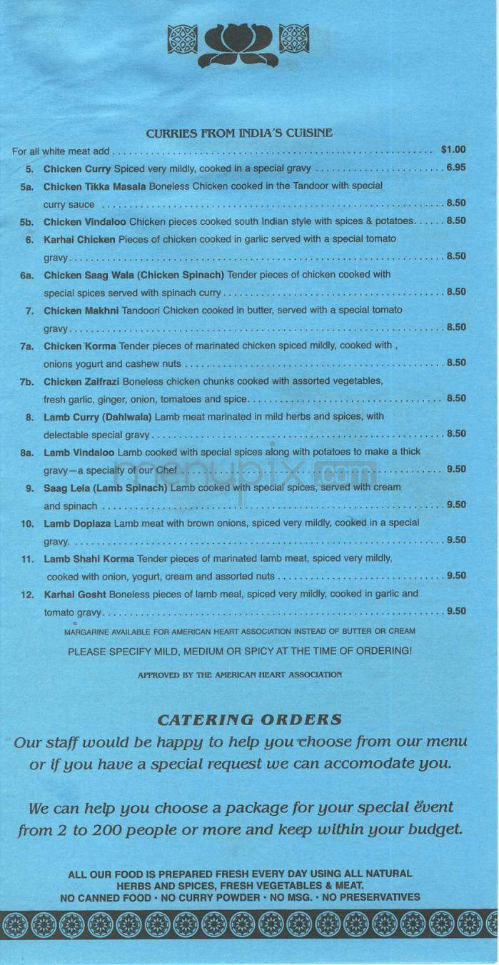 India's Tandoori - Burbank, CA menu_pic