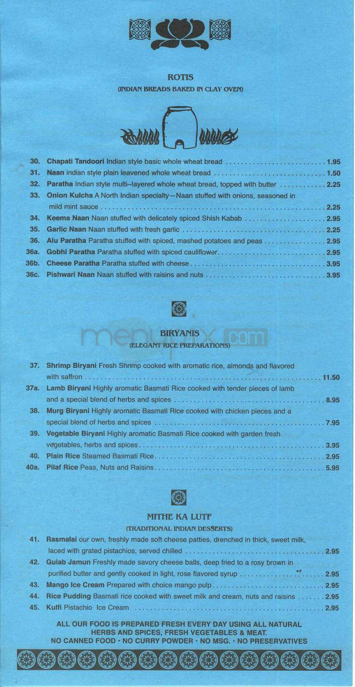 India's Tandoori - Burbank, CA menu_pic