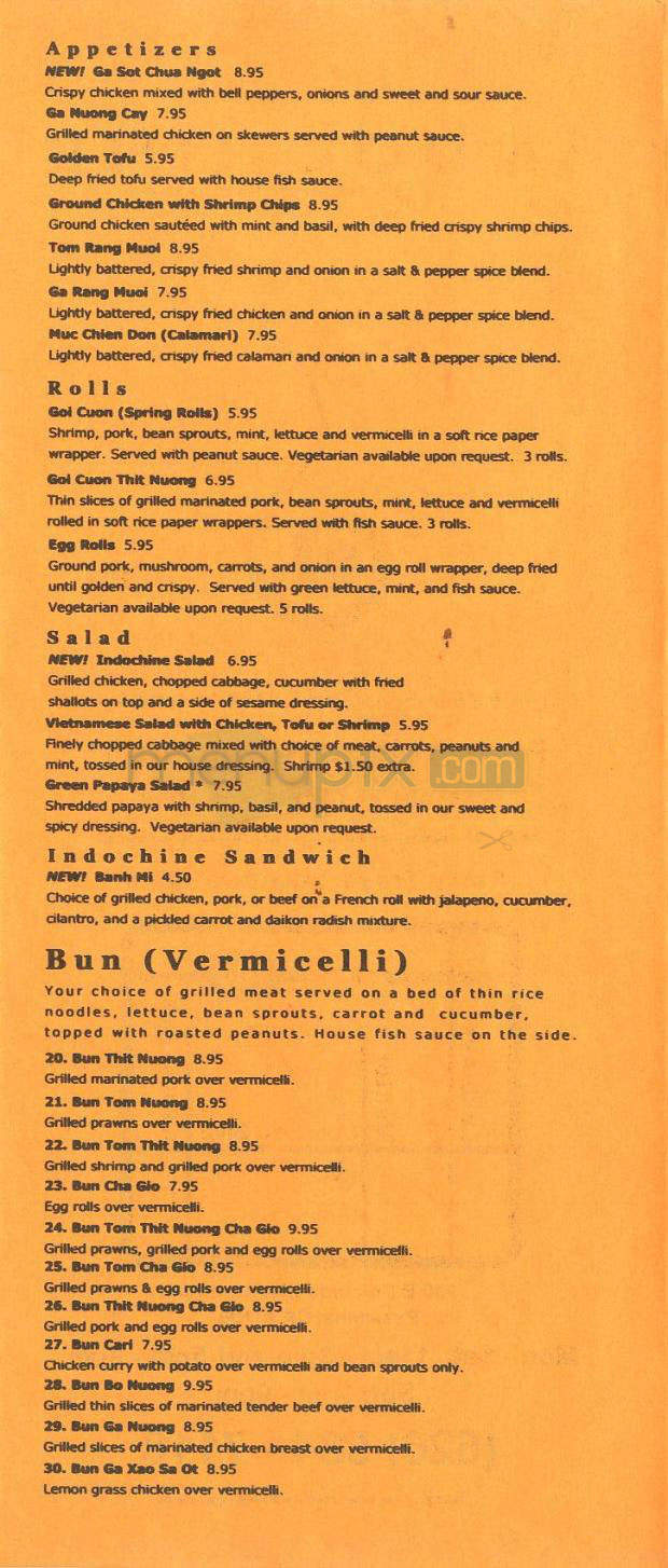 Indochine - Pasadena, CA menu_pic
