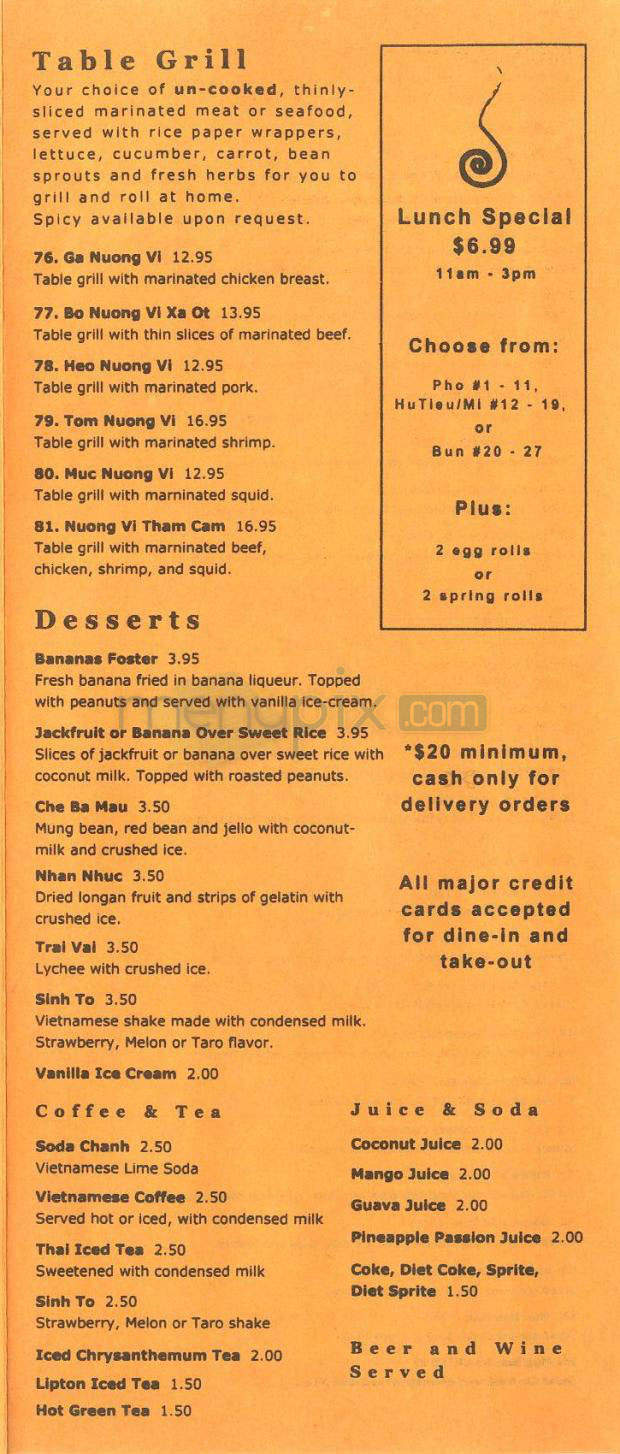 Indochine - Pasadena, CA menu_pic