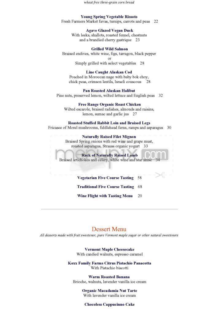 Inn Of The Seventh Ray - Topanga, CA menu_pic