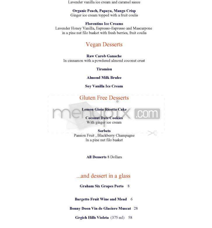 Inn Of The Seventh Ray - Topanga, CA menu_pic