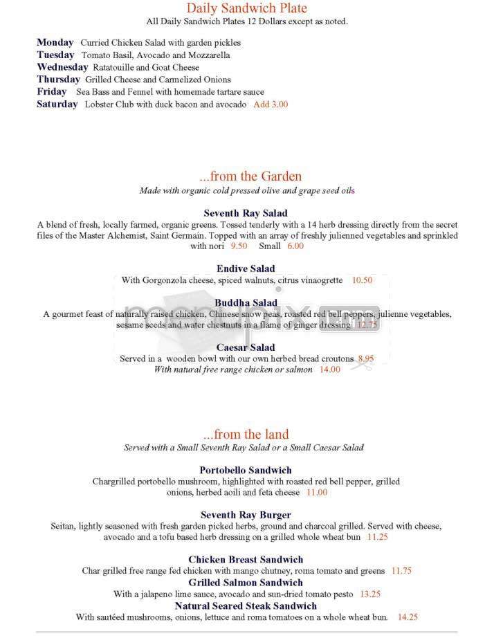 Inn Of The Seventh Ray - Topanga, CA menu_pic