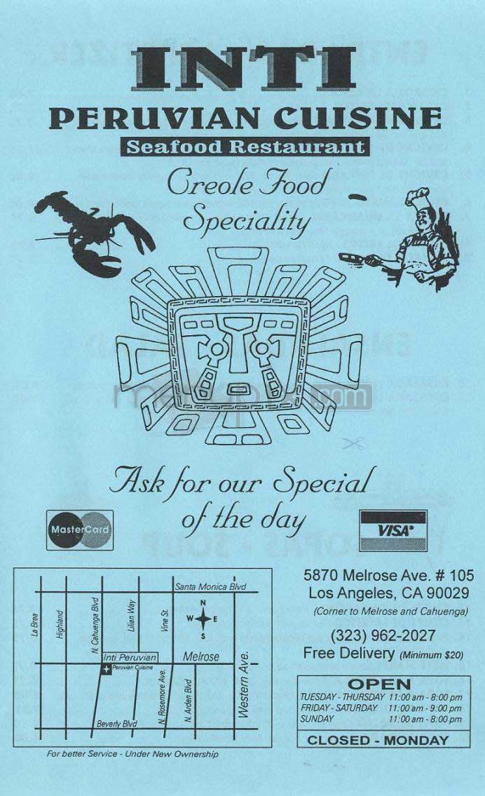 Inti - Los Angeles, CA menu_pic