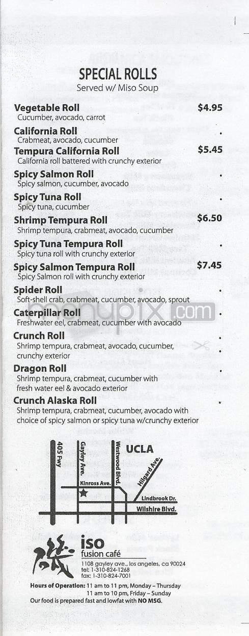 Iso Fusion Cafe - Los Angeles, CA menu_pic
