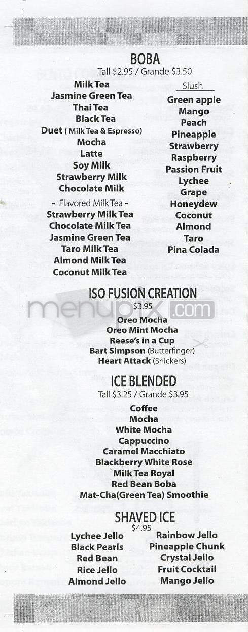 Iso Fusion Cafe - Los Angeles, CA menu_pic