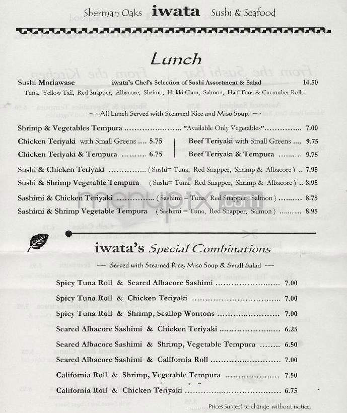 Iwata - Sherman Oaks, CA menu_pic