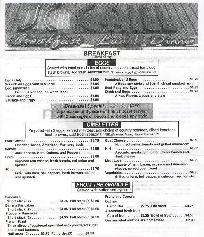 JC Grill - North Hollywood, CA menu_pic