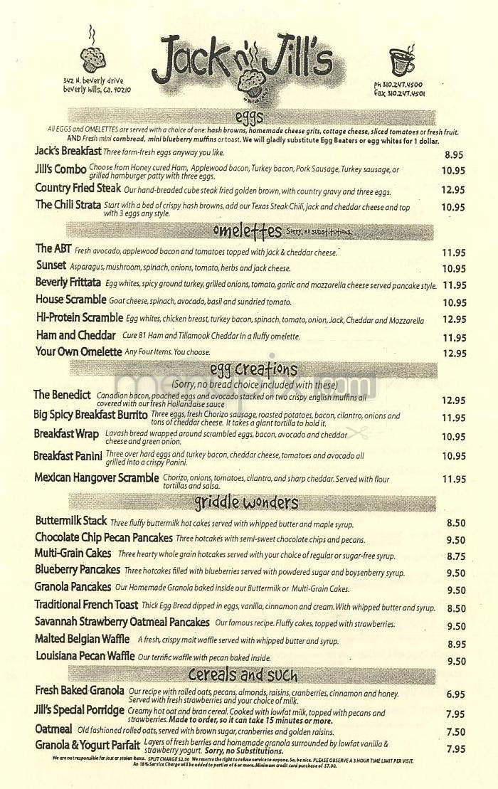 Jack n' Jill's - Beverly Hills, CA menu_pic