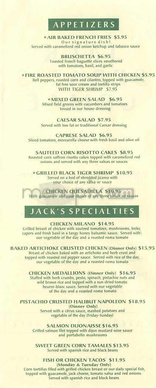 Jack Sprat's Grille - Los Angeles, CA menu_pic