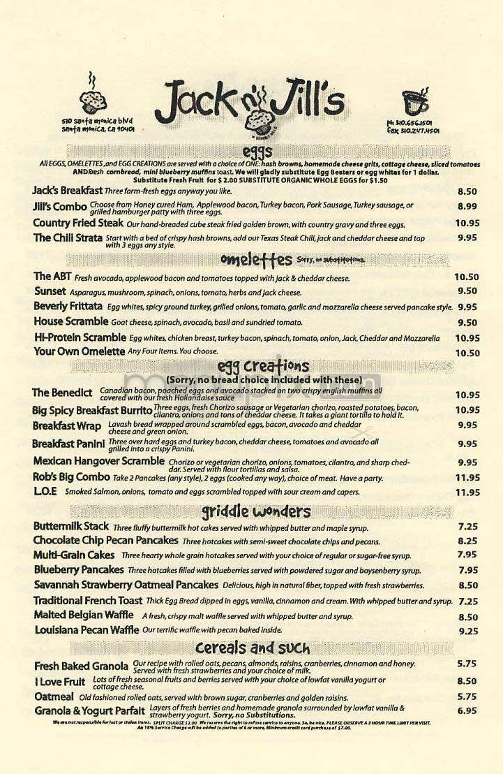 Jack n' Jill's - Santa Monica, CA menu_pic
