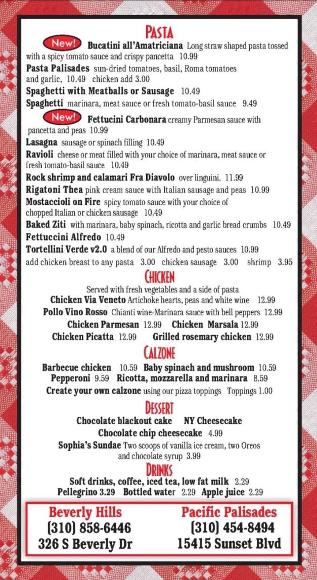 Jacopo's Pizzeria - Beverly Hills, CA menu_pic