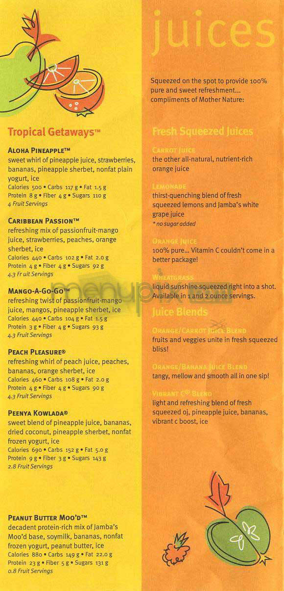 Jamba Juice - Hermosa Beach, CA menu_pic