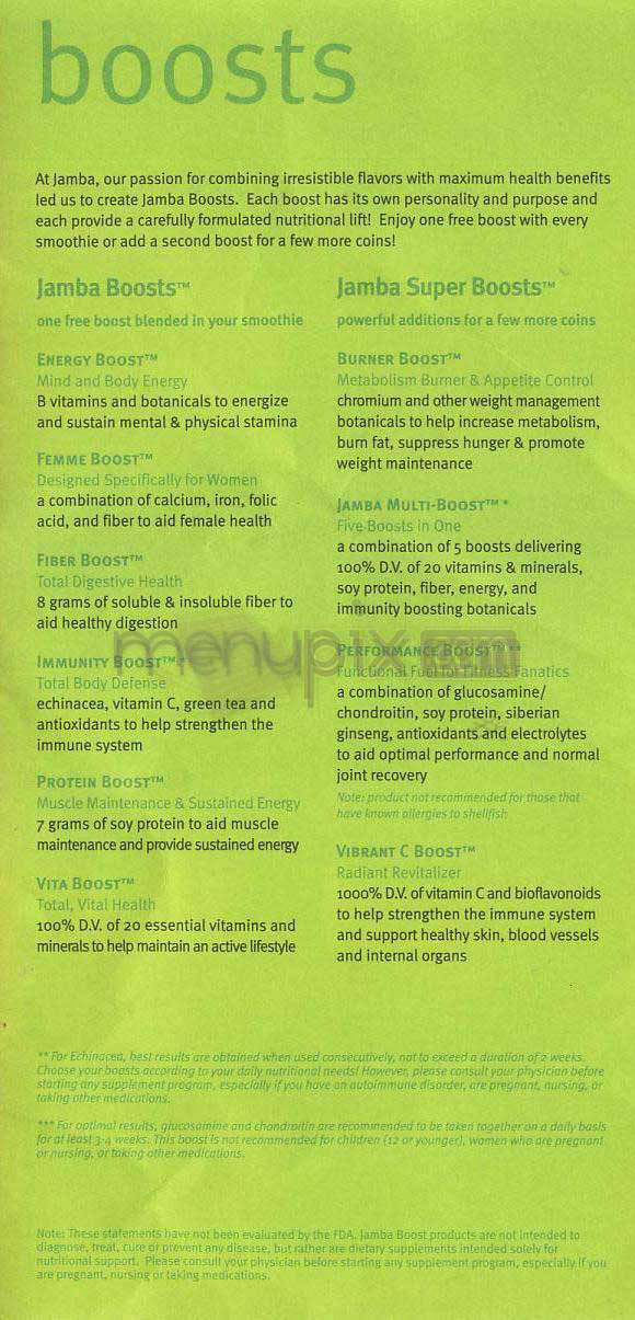 Jamba Juice - Hermosa Beach, CA menu_pic