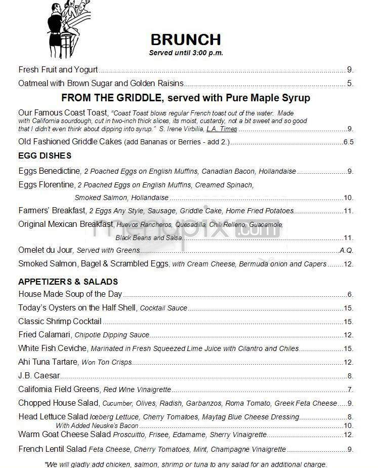 James' Beach Restaurant - Venice, CA menu_pic