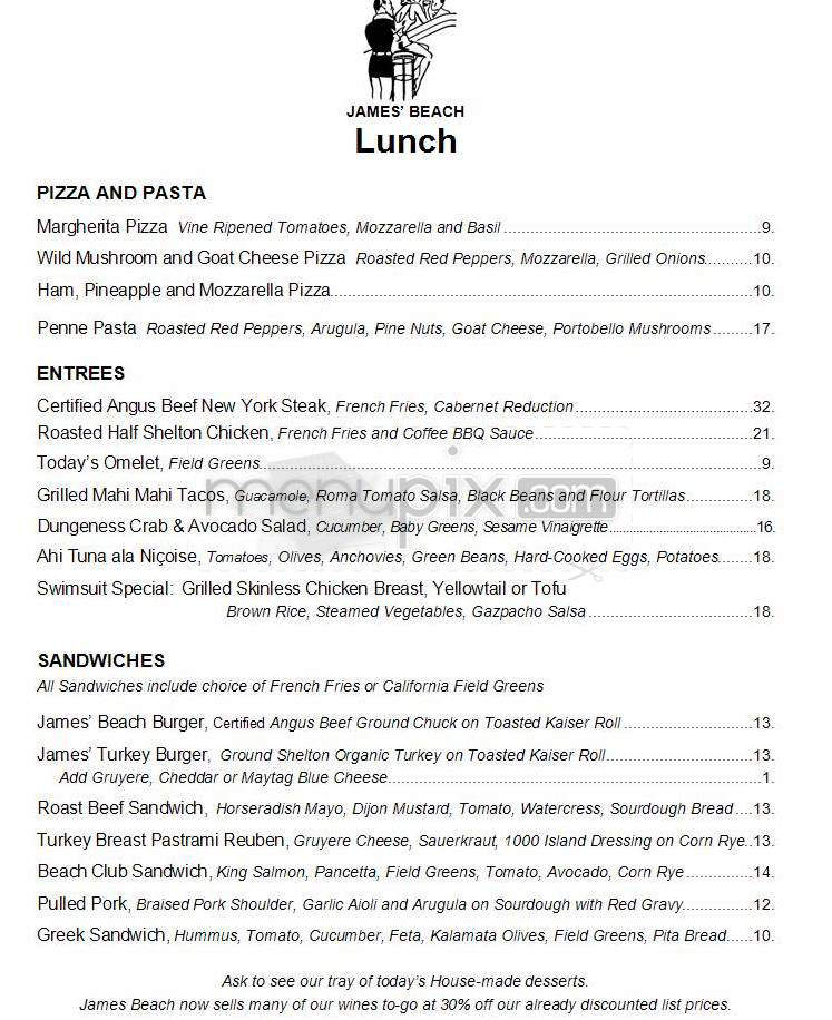 James' Beach Restaurant - Venice, CA menu_pic
