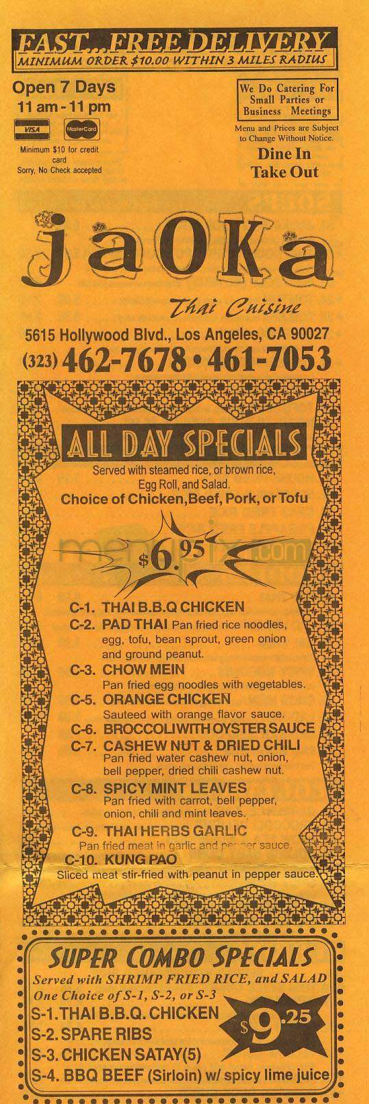 Jaoka - Los Angeles, CA menu_pic