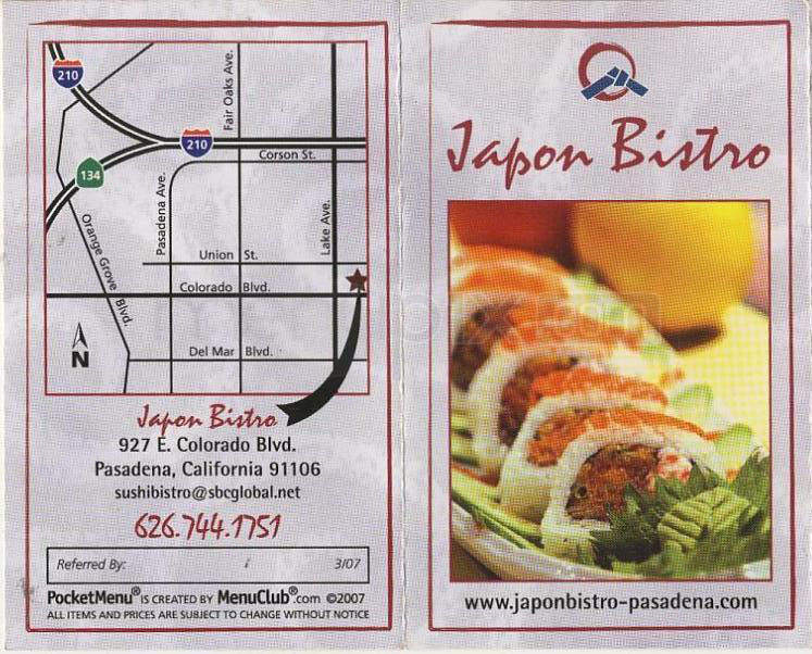 Japon Bistro - Pasadena, CA menu_pic