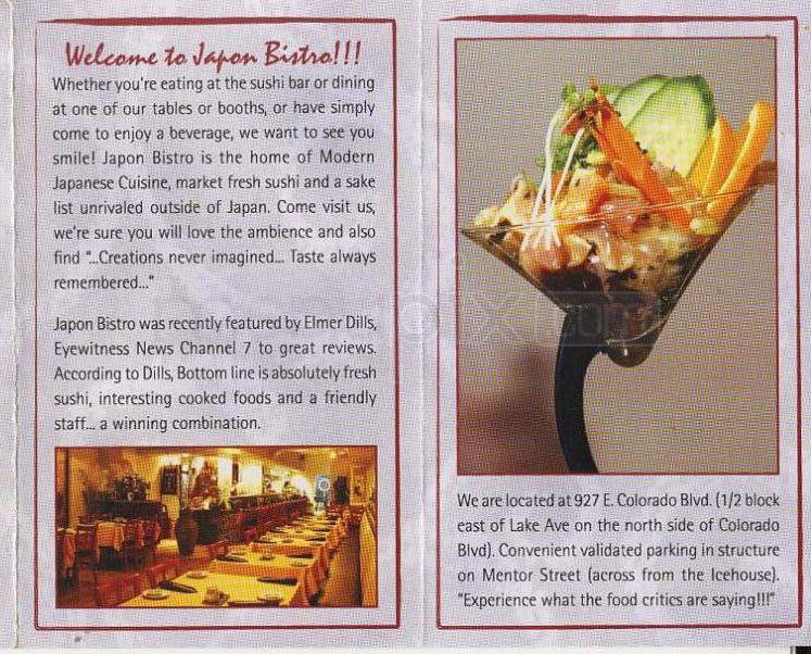 Japon Bistro - Pasadena, CA menu_pic