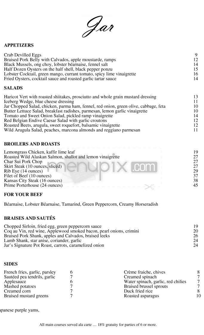 Jar - Los Angeles, CA menu_pic