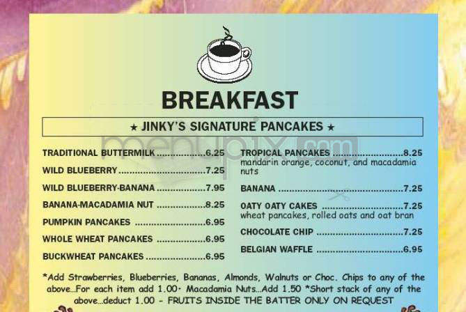 Jinky's Cafe - Sherman Oaks, CA menu_pic