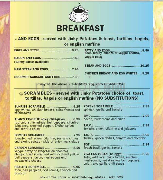 Jinky's Cafe - Sherman Oaks, CA menu_pic
