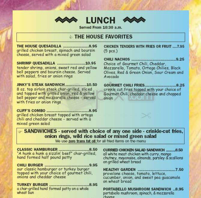 Jinky's Cafe - Sherman Oaks, CA menu_pic